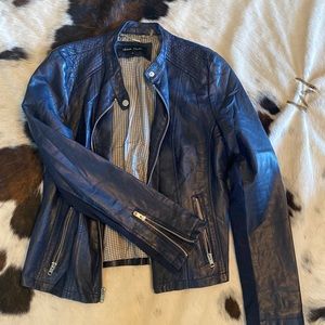 Dark blue leather jacket